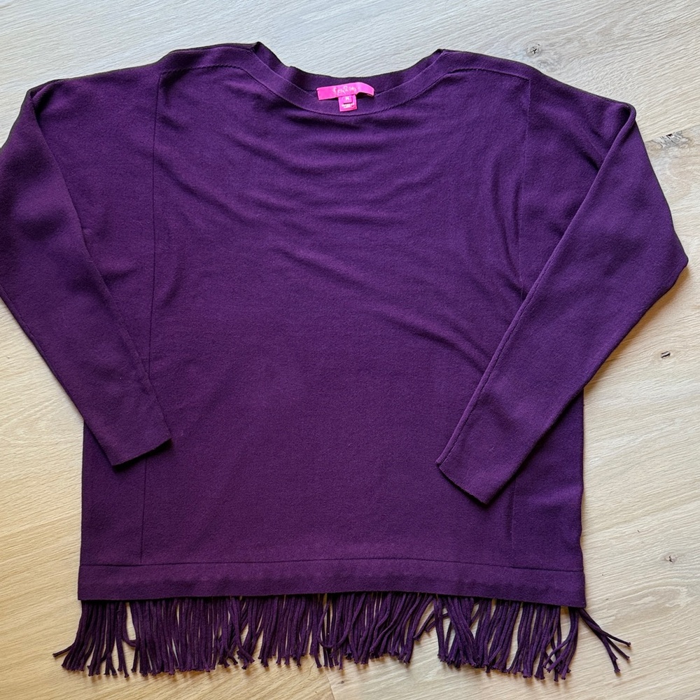 Lilly Pulitzer Deep Purple Sweater with Fringe